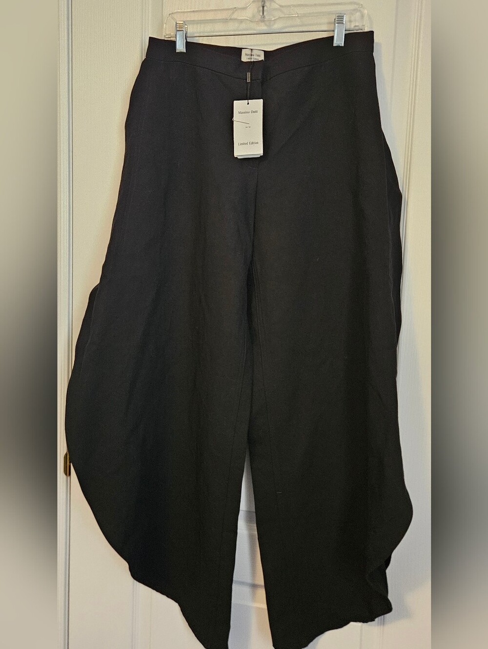 Massimo Dutti Limited Edition Black Wide-Leg Draped Trousers